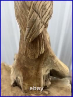 Hand Carved Teak Wood Owl Sculpture Statue Figurine Decor 32 Tall