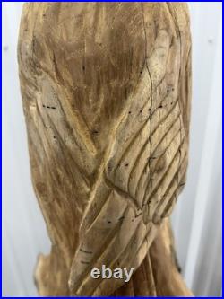 Hand Carved Teak Wood Owl Sculpture Statue Figurine Decor 32 Tall