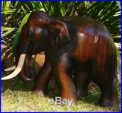 Hand Carved Thai Wooden Elephant Brand New 42cm Size Fair Trade made in Thailand
