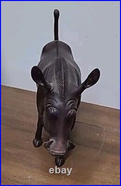 Hand Carved Wood African WARTHOG Rosewood Figure Signed 1985 Kenya