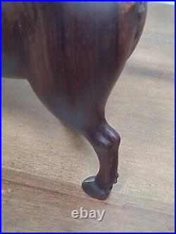 Hand Carved Wood African WARTHOG Rosewood Figure Signed 1985 Kenya