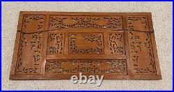 Hand Carved Wood Animal Decor Wall Art Relief Panel Elephants Lions Birds