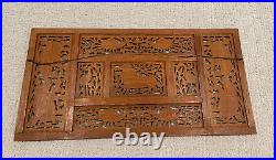 Hand Carved Wood Animal Decor Wall Art Relief Panel Elephants Lions Birds