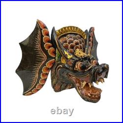 Hand Carved Wood Balinese Dragon Mask Naga Indonesian Folk Art Wood Carving