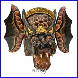 Hand Carved Wood Balinese Dragon Mask Naga Indonesian Folk Art Wood Carving