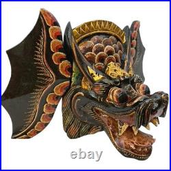 Hand Carved Wood Balinese Dragon Mask Naga Indonesian Folk Art Wood Carving