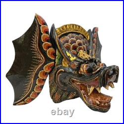 Hand Carved Wood Balinese Dragon Mask Naga Indonesian Folk Art Wood Carving