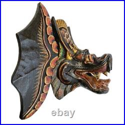 Hand Carved Wood Balinese Dragon Mask Naga Indonesian Folk Art Wood Carving