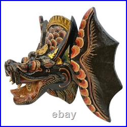 Hand Carved Wood Balinese Dragon Mask Naga Indonesian Folk Art Wood Carving