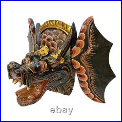 Hand Carved Wood Balinese Dragon Mask Naga Indonesian Folk Art Wood Carving