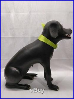 Hand Carved Wood Black Dog 19 Art Funny Scary Unique Sculpture
