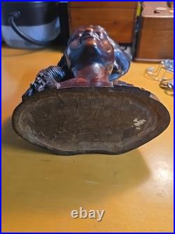 Hand Carved Wood Bust Sculpture of Balinese Women With Eyes Closed Singed W W