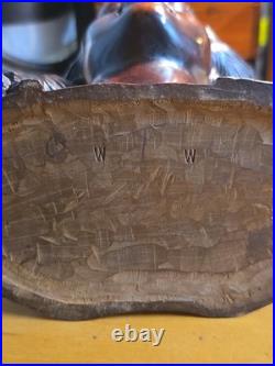 Hand Carved Wood Bust Sculpture of Balinese Women With Eyes Closed Singed W W