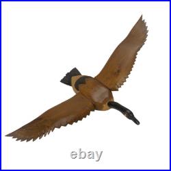 Hand Carved Wood Canada Goose Bird Sculpture Large Brown Black Wall Folk Art