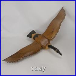 Hand Carved Wood Canada Goose Bird Sculpture Large Brown Black Wall Folk Art