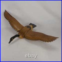Hand Carved Wood Canada Goose Bird Sculpture Large Brown Black Wall Folk Art
