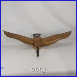 Hand Carved Wood Canada Goose Bird Sculpture Large Brown Black Wall Folk Art