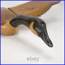 Hand Carved Wood Canada Goose Bird Sculpture Large Brown Black Wall Folk Art