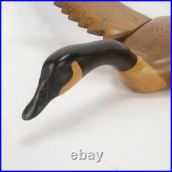 Hand Carved Wood Canada Goose Bird Sculpture Large Brown Black Wall Folk Art