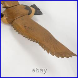 Hand Carved Wood Canada Goose Bird Sculpture Large Brown Black Wall Folk Art