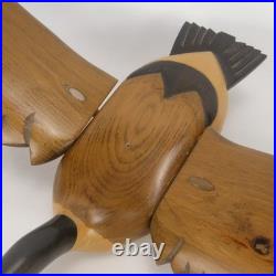 Hand Carved Wood Canada Goose Bird Sculpture Large Brown Black Wall Folk Art