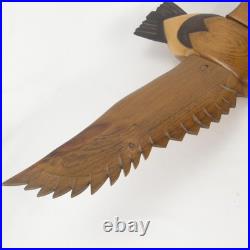 Hand Carved Wood Canada Goose Bird Sculpture Large Brown Black Wall Folk Art