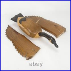 Hand Carved Wood Canada Goose Bird Sculpture Large Brown Black Wall Folk Art
