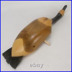 Hand Carved Wood Canada Goose Bird Sculpture Large Brown Black Wall Folk Art