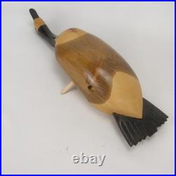 Hand Carved Wood Canada Goose Bird Sculpture Large Brown Black Wall Folk Art