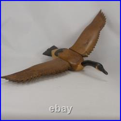 Hand Carved Wood Canada Goose Bird Sculpture Large Brown Black Wall Folk Art