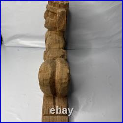Hand Carved Wood Chac Mool Statue Mexican Aztec/Mayan God 9 1/2