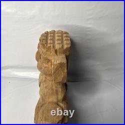 Hand Carved Wood Chac Mool Statue Mexican Aztec/Mayan God 9 1/2
