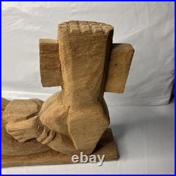 Hand Carved Wood Chac Mool Statue Mexican Aztec/Mayan God 9 1/2