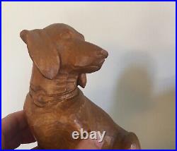 Hand Carved Wood Dachshund Figurine Wooden Dog Sculpture