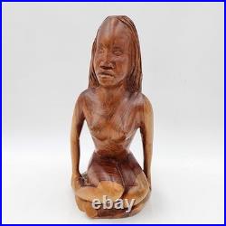 Hand Carved Wood Female Figure Sculpture Mid-Century Modern Art Nude Figurative Hand Carved Wood Female Figure Sculpture Mid-Century Modern Art Nude Figurative