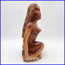 Hand Carved Wood Female Figure Sculpture Mid-Century Modern Art Nude Figurative Hand Carved Wood Female Figure Sculpture Mid-Century Modern Art Nude Figurative