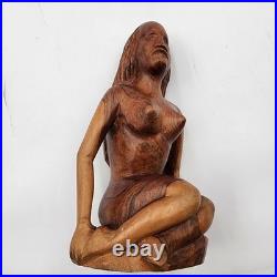 Hand Carved Wood Female Figure Sculpture Mid-Century Modern Art Nude Figurative Hand Carved Wood Female Figure Sculpture Mid-Century Modern Art Nude Figurative