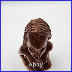 Hand Carved Wood Female Figure Sculpture Mid-Century Modern Art Nude Figurative Hand Carved Wood Female Figure Sculpture Mid-Century Modern Art Nude Figurative
