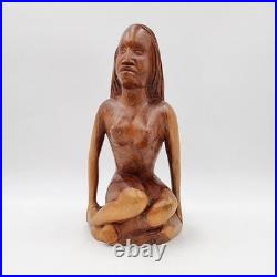 Hand Carved Wood Female Figure Sculpture Mid-Century Modern Art Nude Figurative Hand Carved Wood Female Figure Sculpture Mid-Century Modern Art Nude Figurative