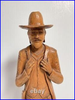 Hand Carved Wood Gunslinger Cowboy Western Vintage 1976 Bill Youngs Artist