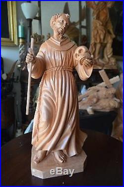 Hand Carved Wood Saint Francis Of Assisi Catholic Religious Statue sculpture 19