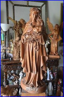 Hand Carved Wood Saint Rose of Lima sculpture religious Santa Rosa de Lima 24'