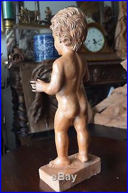 Hand Carved Wood Sculpture Divine Child Baby Jesus Religious Santos 17.5'