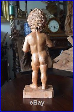 Hand Carved Wood Sculpture Divine Child Baby Jesus Religious Santos 17.5'