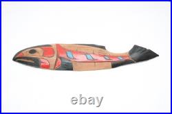 Hand Carved Wood Sculpture Salmon Totem Plaque Northwest Coast Haida Art 17
