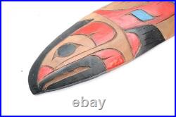 Hand Carved Wood Sculpture Salmon Totem Plaque Northwest Coast Haida Art 17