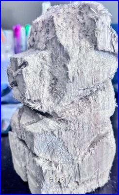 Hand Carved Wood Teddy Bear Done With A Mini Chainsaw By Artist Evan Kasle