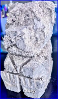 Hand Carved Wood Teddy Bear Done With A Mini Chainsaw By Artist Evan Kasle