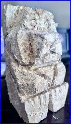 Hand Carved Wood Teddy Bear Done With A Mini Chainsaw By Artist Evan Kasle