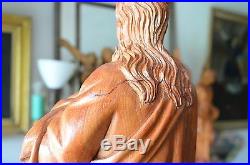 Hand Carved Wood sculpture of The Sacred Heart of Jesus''23.5 Religious corpus